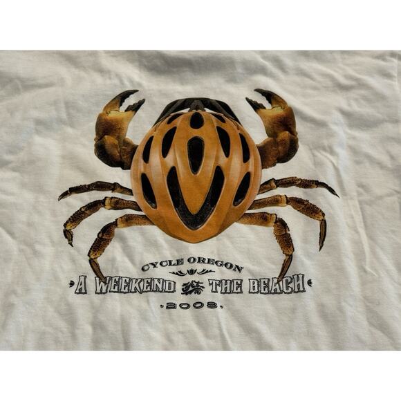 Cycle Oregon Men’s White 2008 A Weekend At The Beach Short Sleeve T-Shirt Size M - Picture 4 of 9